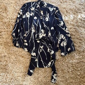 Zara Navy and White Floral Pantsuit